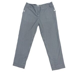 Adidas Pants Womens 6 Blue White Check Golf Cropped‎ Ankle Button Hem Stretch